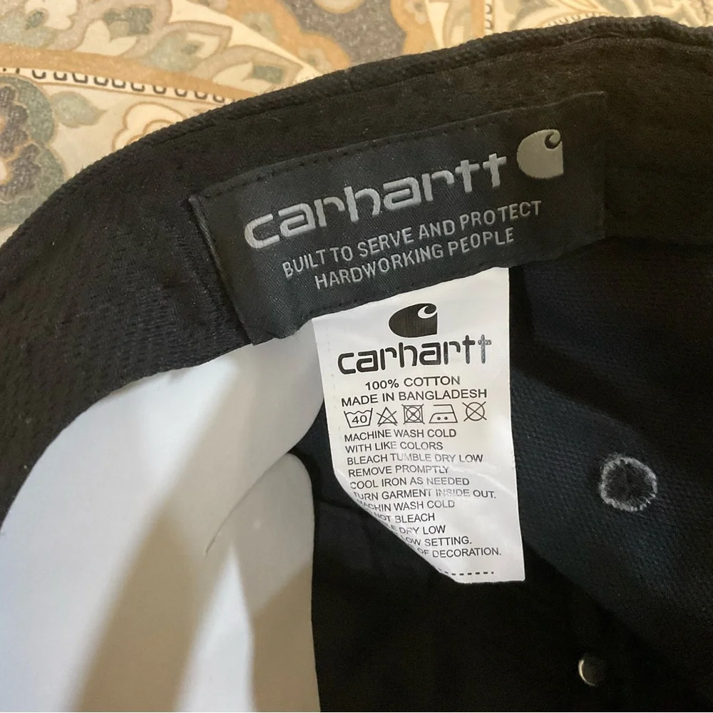 NWT Carhartt Canvas Mesh Leather Logo Back Quality Graphic Hat.